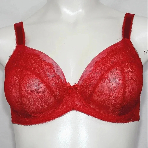 42D Paramour 115014 Amber Unlined Lace UW Bra Red NWT - Picture 1 of 12